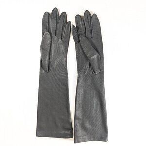 Vintage "NYLONS BY AUSTIN" Canadian black fabric opera gloves size 7.5